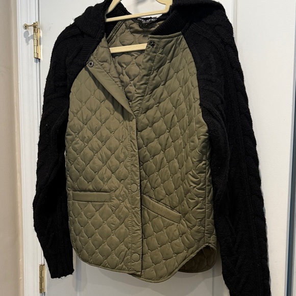 Central Park West Olive and Black Quilted Puffer Jacket - Picture 1 of 4